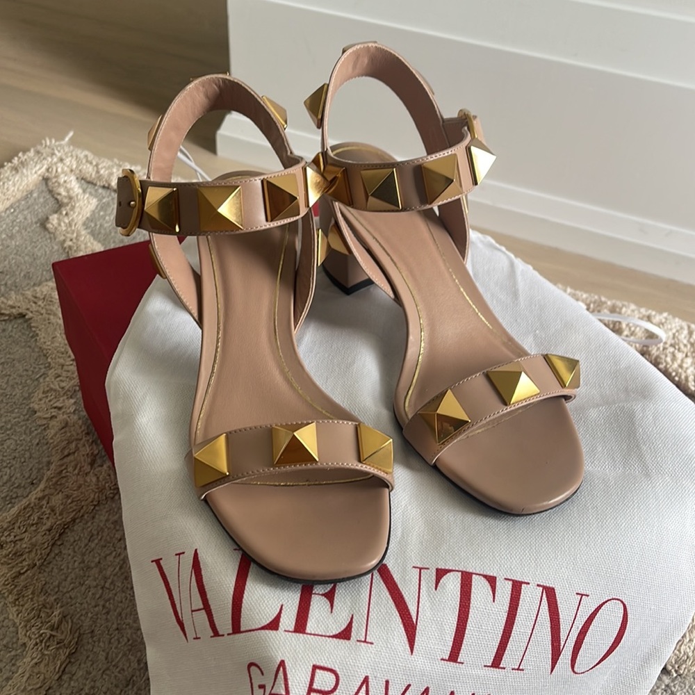 Valentino Garavani Gold and Tan Sandals